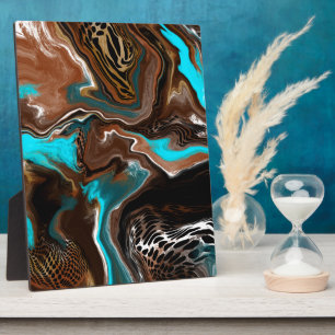 Braune und blaue Marmorflüssigkeit Kunst Fotoplatte