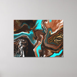 Braune und blaue Marmorflüssigkeit Kunst Leinwanddruck