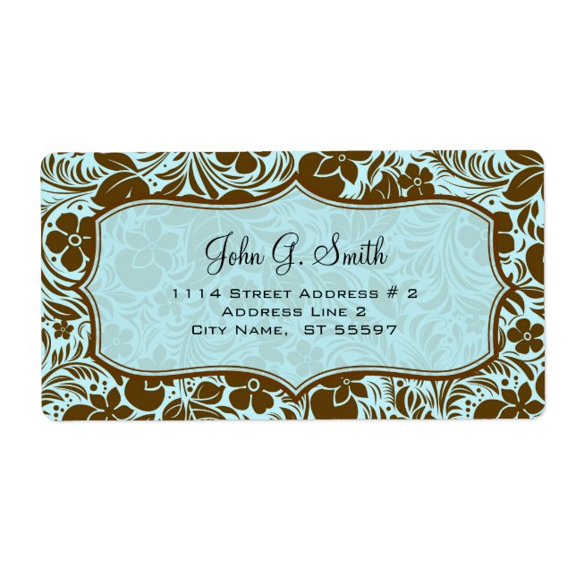 braune und blaue Retro-Blume und Blattmuster (Vorne)