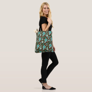 Braune und blaue Retro-Mod-Blume