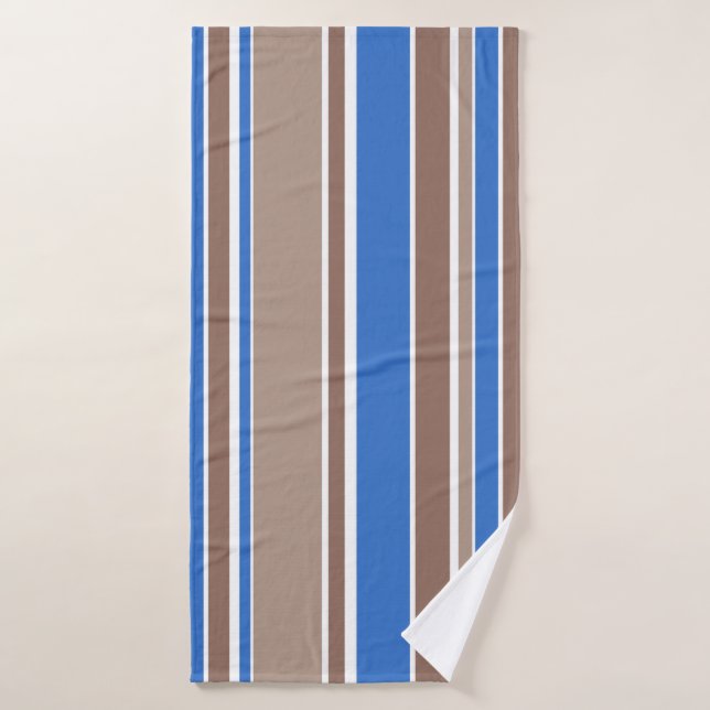 Braune und blaue Streifen Badehandtuch (Badehandtuch)