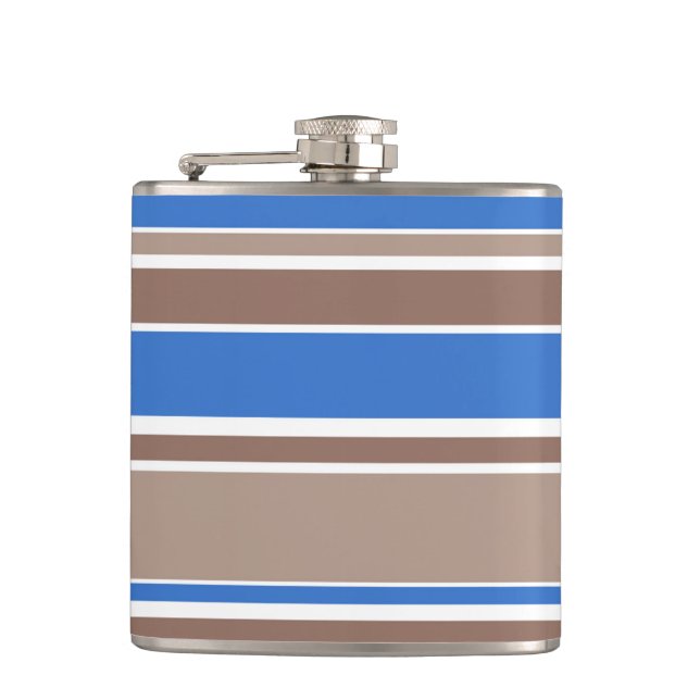 Braune und blaue Streifen Flachmann (Vorderseite)