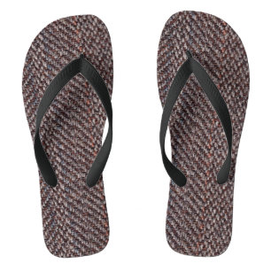 Braune und blaue Tweed-Bild-Erwachsenen-Flippflops Flip Flops