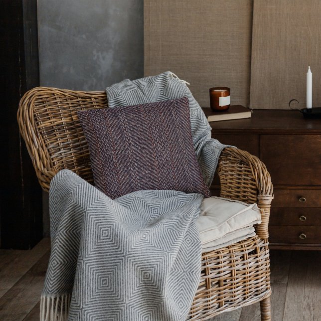 Braune und blaue Tweed-Bildwurfkissen Kissen (Brown and Blue Tweed Image Throw Pillow)