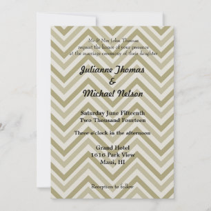 Braune und cremefarbene Chevron-Hochzeit Einladung