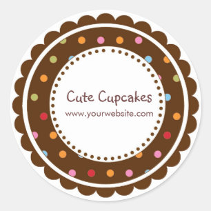 Braune und farbenfrohe Polka-Punkte Runder Aufkleber