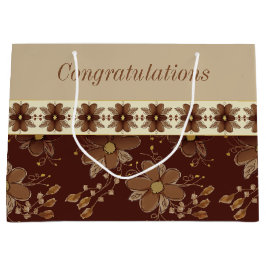 Braune und goldene Flora Große Geschenktüte