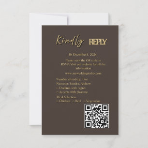 Braune und goldene Hochzeits-RSVP-Karte RSVP Karte