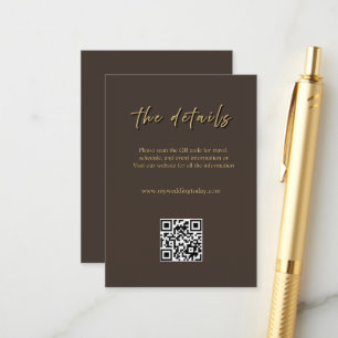 Braune und goldene Hochzeitseinlagekarte Begleitkarte