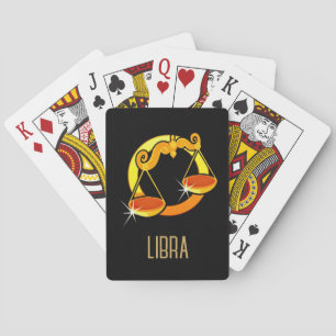 Braune und goldene Libra-Tierzeichen schwarz Spielkarten