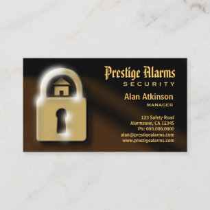 Braune und goldene Pad Lock Security Business Card Visitenkarte