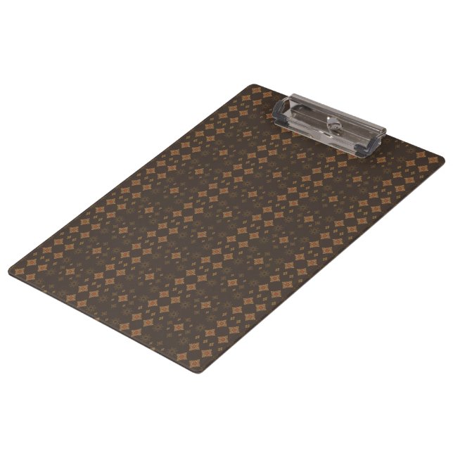 Braune und goldene Retro-Vibes Klemmbrett (Schrägansicht)
