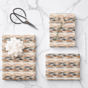 Braune und graue Berglandschaft Geschenkpapier Set