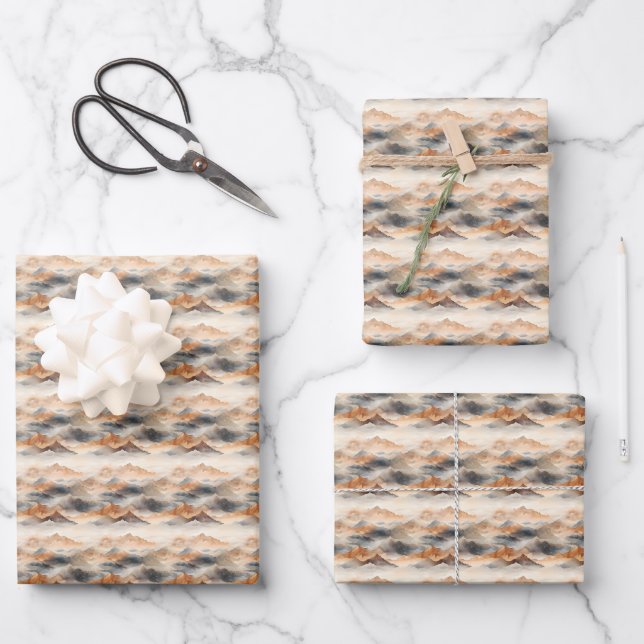 Braune und graue Berglandschaft Geschenkpapier Set (Vorderseite)