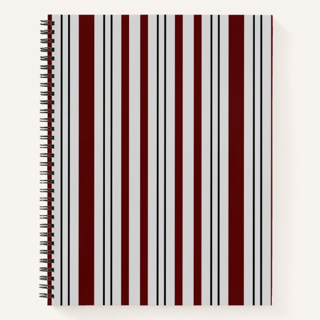 Braune und graue Linien Gemustert Notizbuch (Vorderseite)