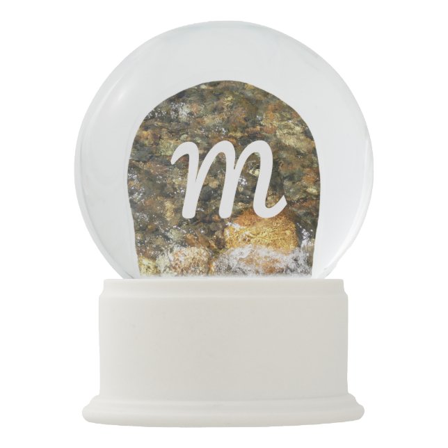 Braune und graue, natürliche Abstrakte Kies Schneekugel (Vorderseite)