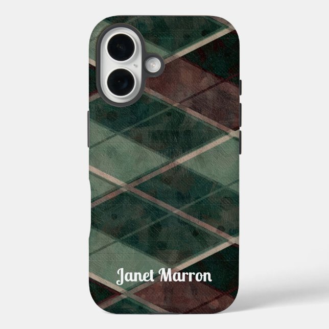 Braune und grüne Diamanten iPhone/iPad-Gehäuse Case-Mate iPhone Hülle (Rückseite)