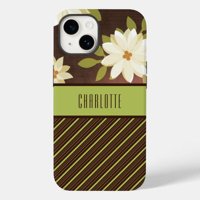 Braune und grüne Hübsche Blume Case-Mate iPhone Hülle (Rückseite)
