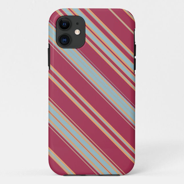 Braune und hellblaue Diagonalstreifen Case-Mate iPhone Hülle (Rückseite)