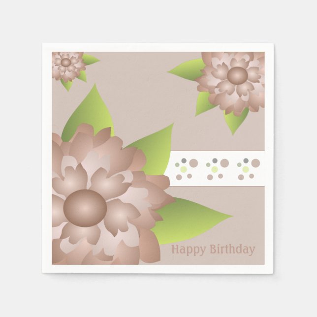 Braune und kalkgrüne Pinke Serviette (Vorderseite)