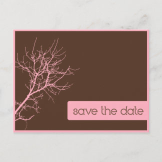 Braune und rosa Herbstzweige Save the Date Ankündigungspostkarte