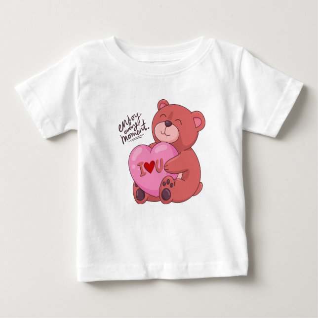 Braune und rosa Illustrative Liebe T - Shirt (Vorderseite)