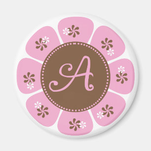 Braune und rosa Monogramm A Magnet