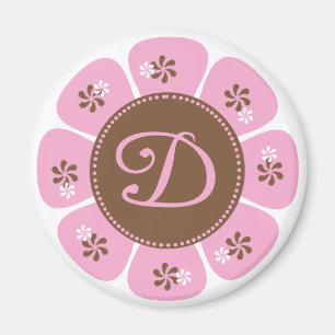 Braune und rosa Monogramm D Magnet