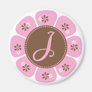 Braune und rosa Monogramm J Magnet