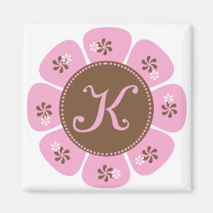 Braune und rosa Monogramm K Magnet