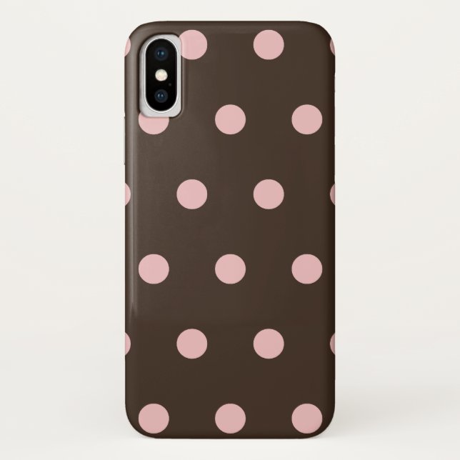 Braune und rosa Polka-Punkte Case-Mate iPhone Hülle (Rückseite)