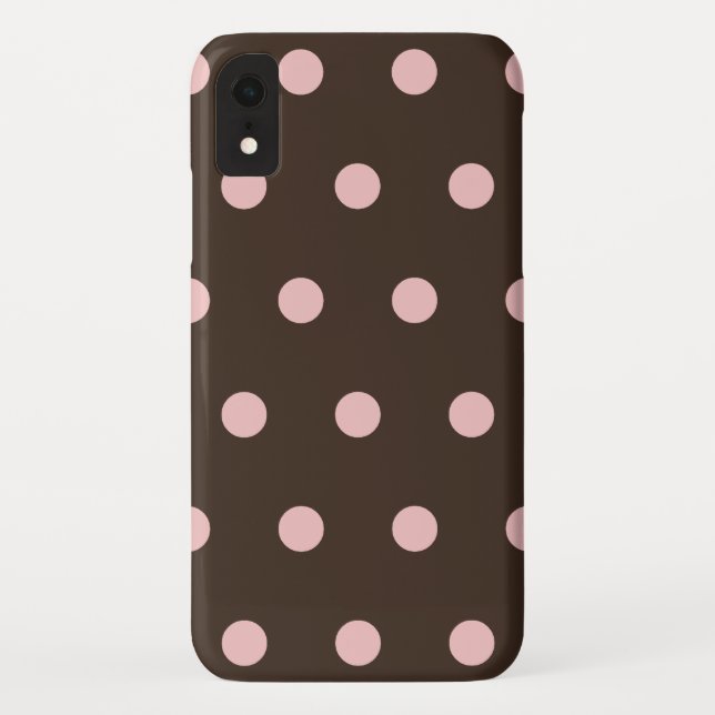 Braune und rosa Polka-Punkte Case-Mate iPhone Hülle (Rückseite)
