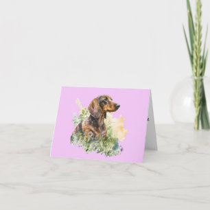 Braune und rote Dachshund-Blumenkarte für jeden An Karte