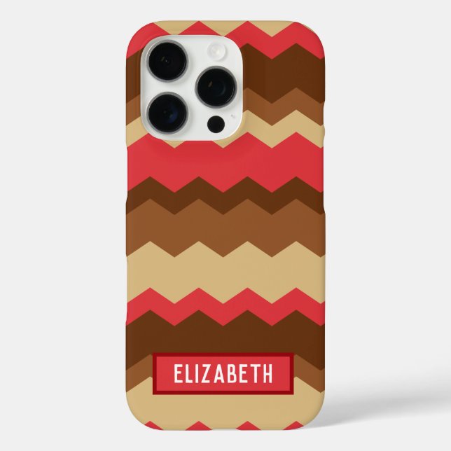 Braune und rote Herbstgeometrie Zig Zag Case-Mate iPhone Hülle (Rückseite)