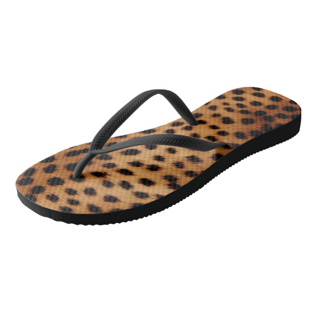 Braune und schwarze Geparden Flip Flops (Schrägansicht)