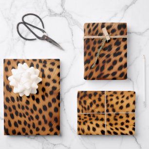Braune und schwarze Geparden Geschenkpapier Set