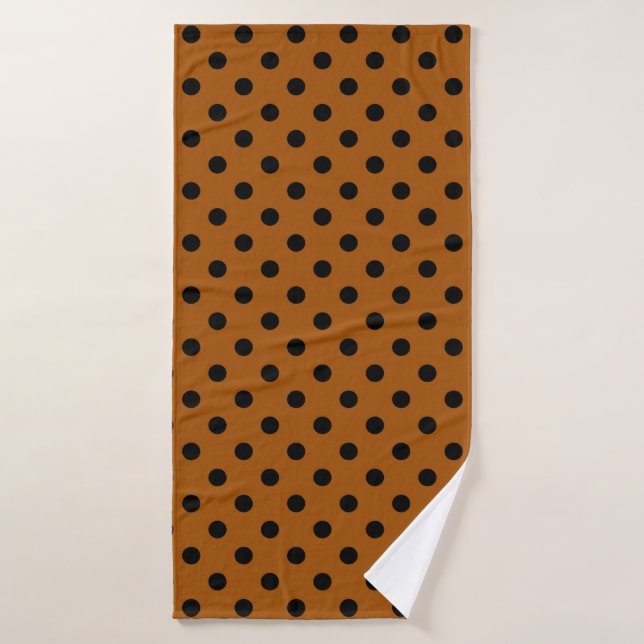 Braune und schwarze Polka-Punkte Badehandtuch (Badehandtuch)