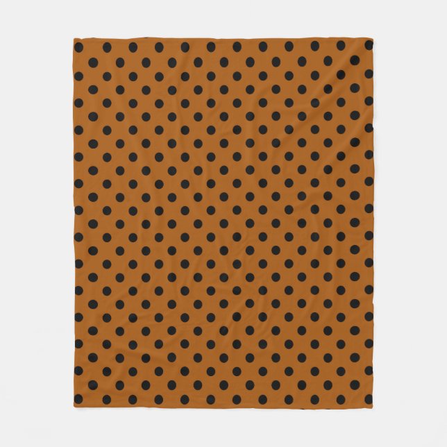 Braune und schwarze Polka-Punkte Fleecedecke (Vorderseite)