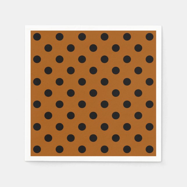 Braune und schwarze Polka-Punkte Serviette (Vorderseite)