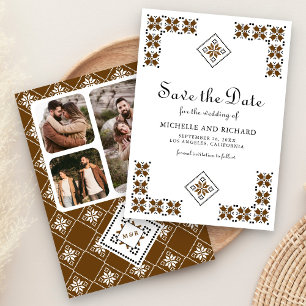 Braune und schwarze ukrainische Stickerei Hochzeit Save The Date