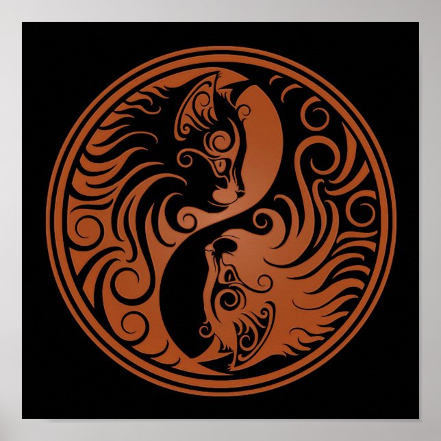 Braune und schwarze Yin Yang Cats Poster (Vorne)