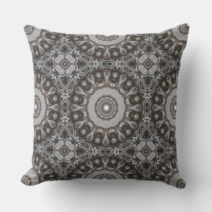 Braune und silber Kaleidoskop Mandala Muster Kissen