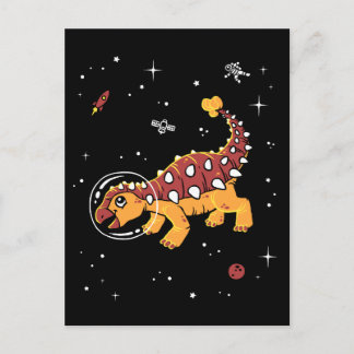 Braune und Tan Ankylosaurus Dinos im Weltraum Postkarte