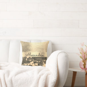 Braune und Tan-Camouflage Shimmery Gold Kissen