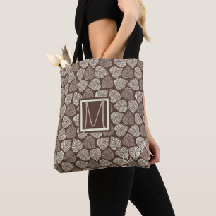 Braune und Taupe Leaf Natural Trendy Monogram