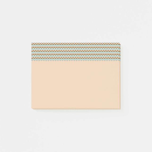 Braune und türkisfarbene Zigzag Zickzack Post-it Klebezettel (Vorderseite)