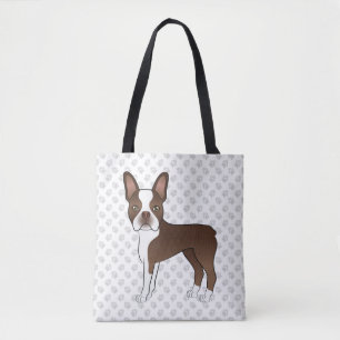 Braune und weiße Boston Terrier Cartoon Dog & Paws