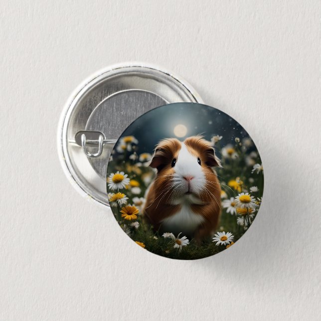 Braune und weiße Guinea Schweinemond und Milchprod Button (Vorne & Hinten)