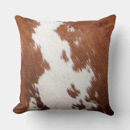 Braune und weiße Kuhstextur Kissen