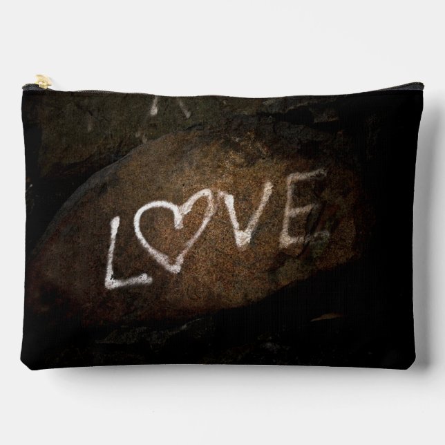 Braune und weiße LIEBE Zubehörtasche (Vorderseite)